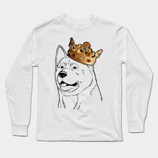 Akita Dog King Queen Wearing Crown Long Sleeve T-Shirt